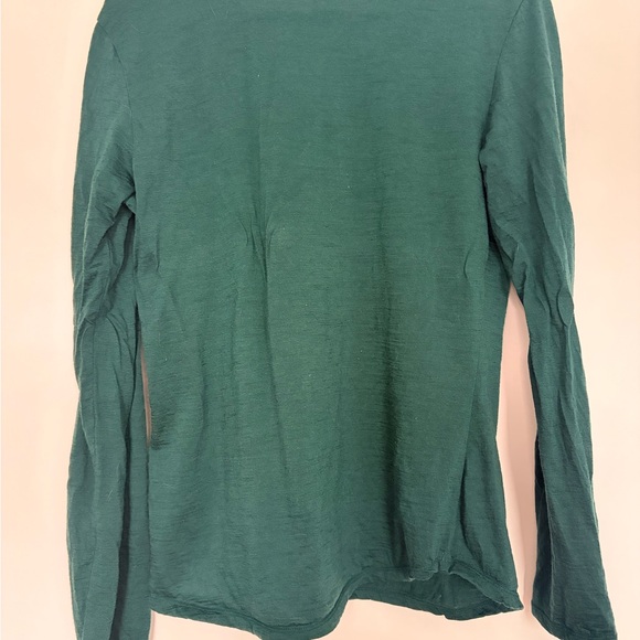 Deep Green V-Neck 100% Merino Wool Long Sleeve Base Layer - Picture 4 of 4
